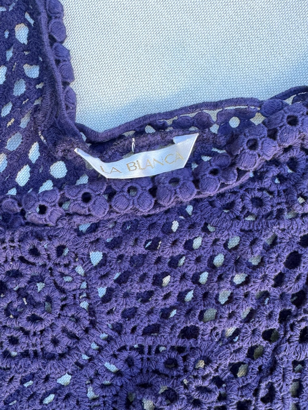 La Blanca Waverly Indigo Crochet V-Neck Swim Tunic Cover-Up - Picture 4 of 4